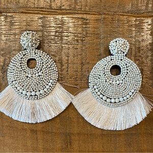 Beaded Fringe Statement Earrings